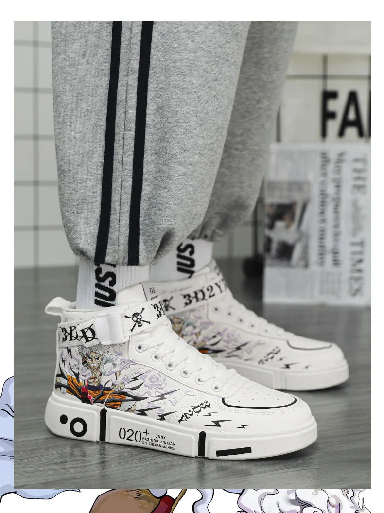 Fashion White Skateboard Shoes Men Casual Sneakers 2024 Autumn High Top Designer Anime Sneakers Shoes Women zapatillas de hombre