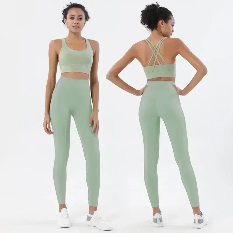 Sportswear Yoga Set Leggings and Tops Fitness