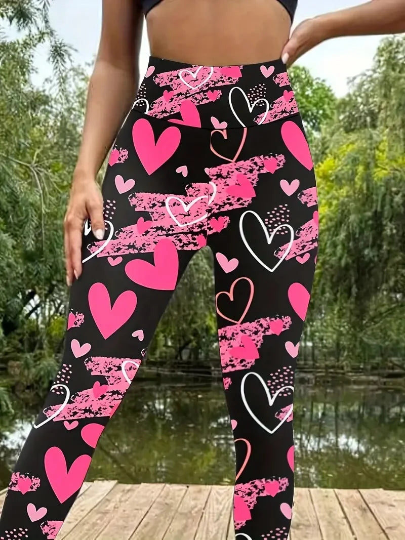 Love print slim-fit elastic