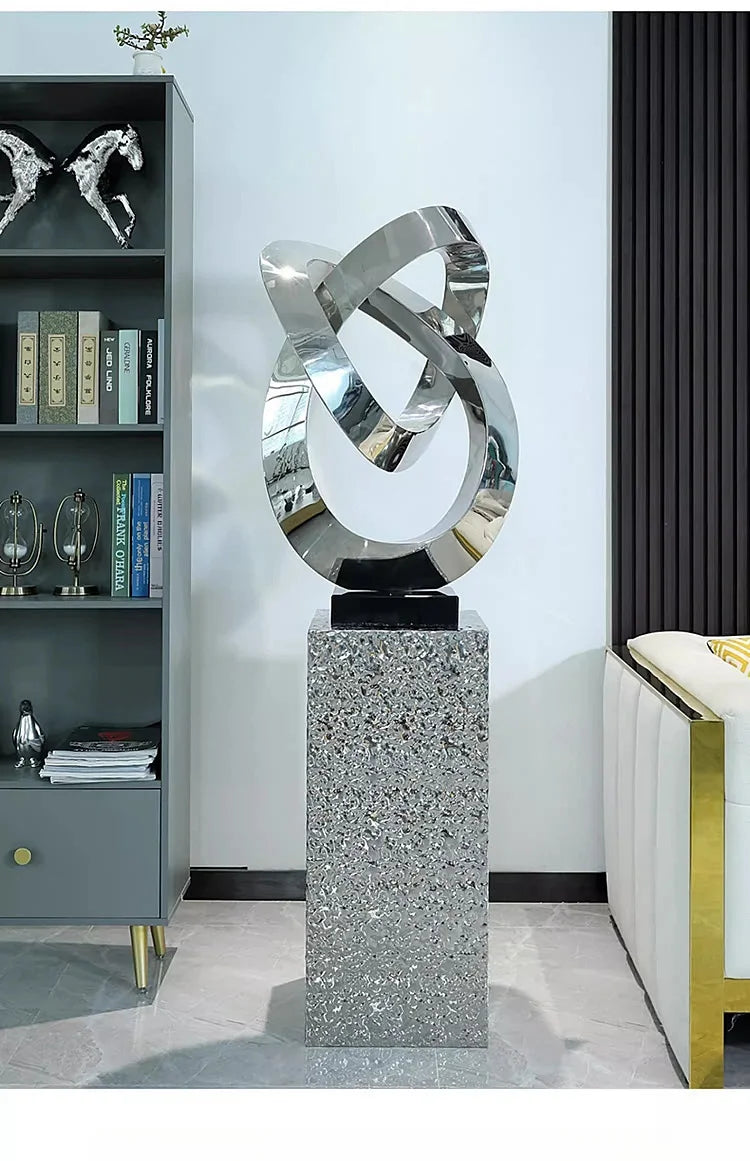 Hotel lobby stainless steel sculpture crafts model room living room large floor porch decorative art decoration