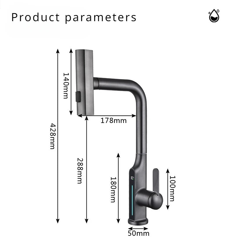 LED Intelligent Temperature Display Kitchen Faucet