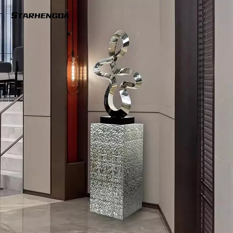 Hotel lobby stainless steel sculpture crafts model room living room large floor porch decorative art decoration