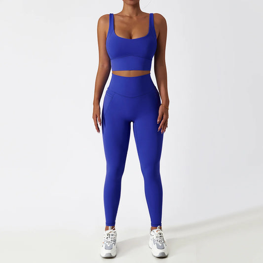 2PCS Seamless Women Tracksuit Yoga Set Workout Sportswear