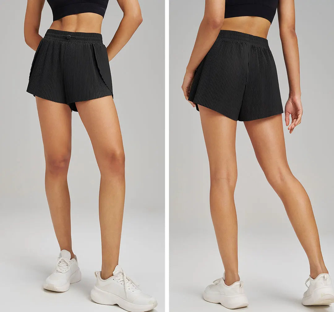 Sports Outdoor Fitness Yoga Shorts Fake Two Pieces Pleated Skirt Pants Breathable Quick Dry Three Point Pants Yoga Skirt