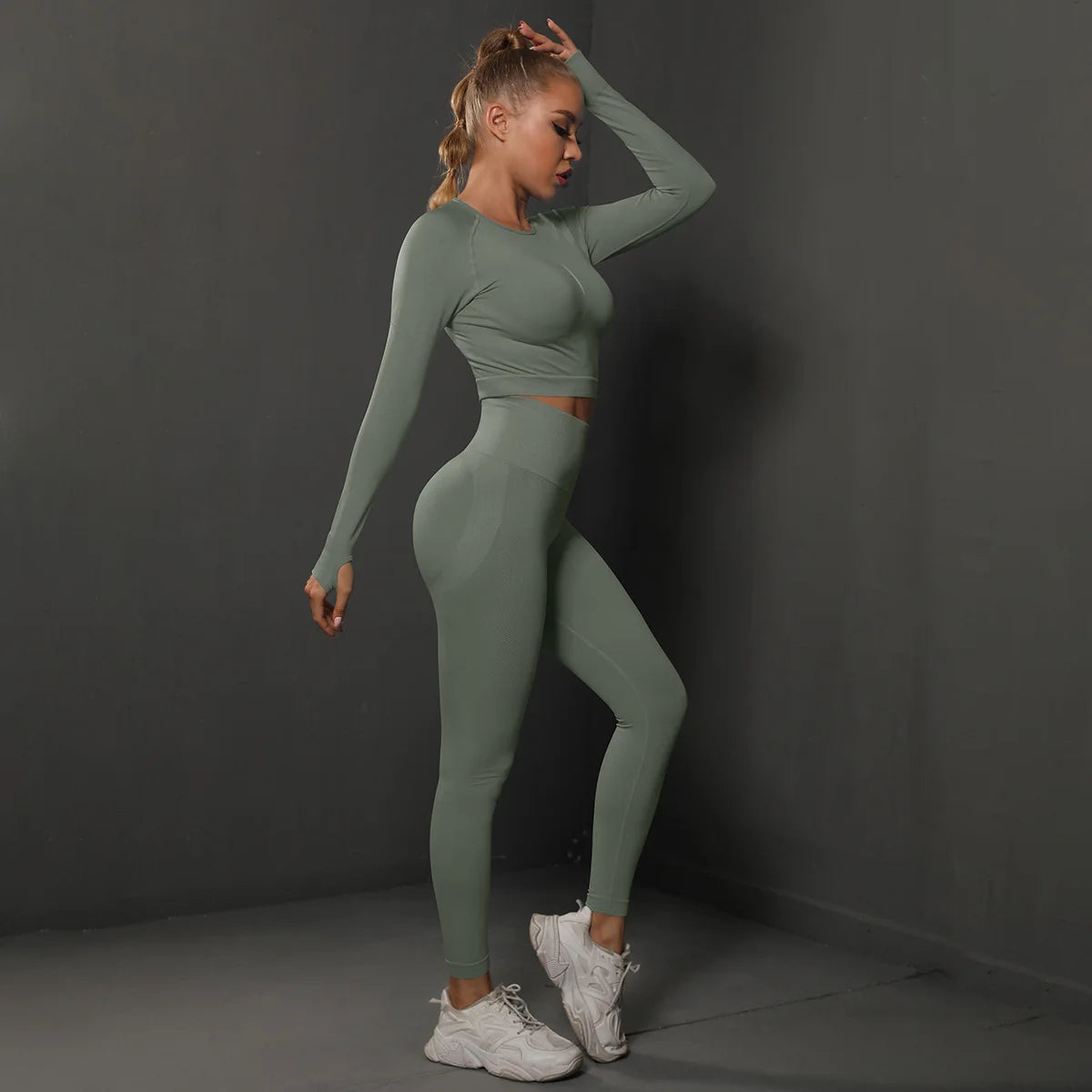 Women Sets 2PCS Energy Seamless Gym Tracksuits Tights Set