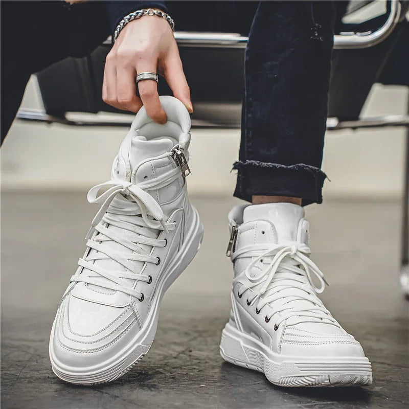 Blue Men Sneakers 2023 New Autumn High Top Men's Vulcanized Shoes Casual Fashion Teenagers Skateboard Shoes Zapatos De Hombre