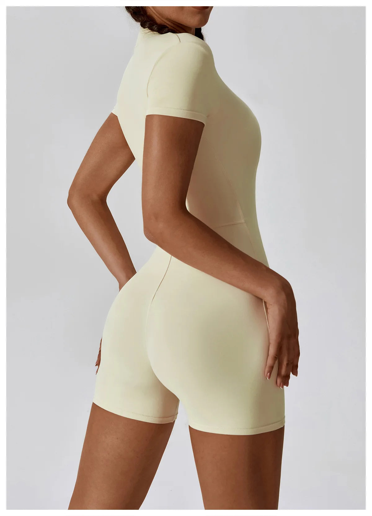 Summer Zipper Jumpsuit Short Sleeve Yoga Bodysuit
