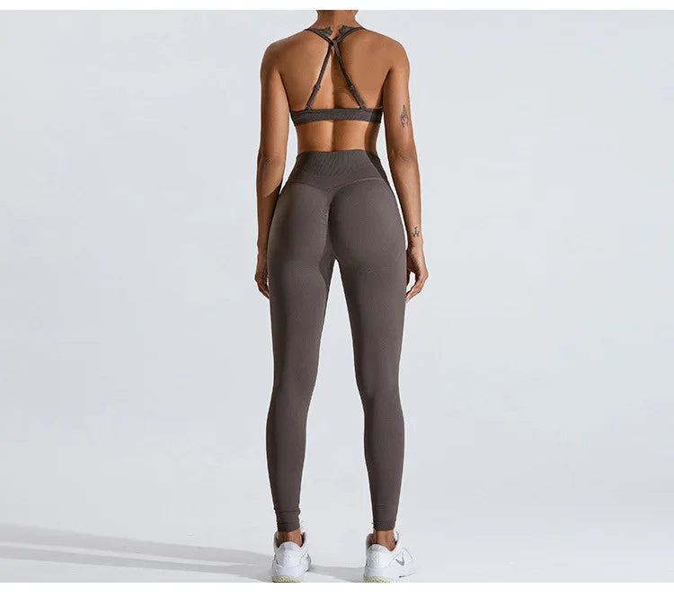 Gym Clothes Women 2 Pcs Yoga Set Sports Bra Seamless High Waist Leggings