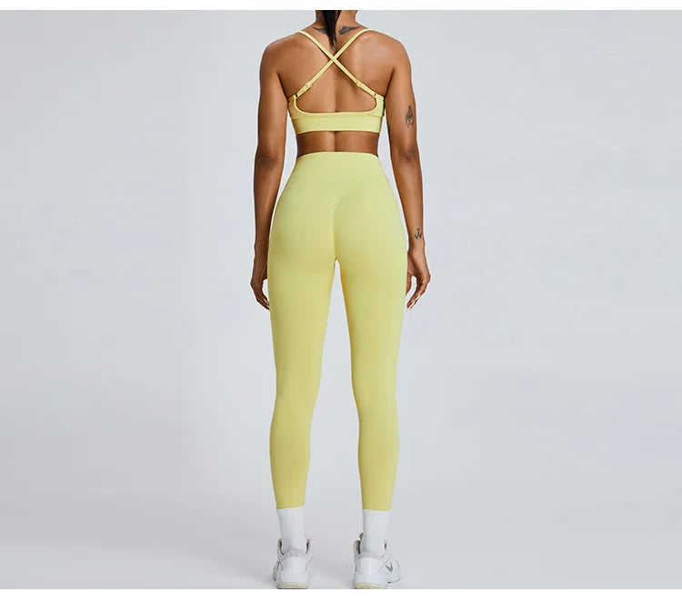 Women's Tracksuit Seamless Fitness Suit 2PCS Yoga Set Sportswear Workout
