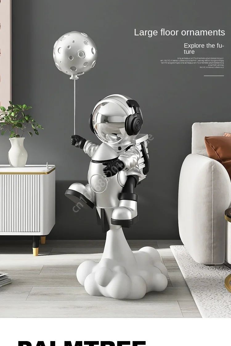 95cm Astronaut Balloon Lamp Sculpture Large Floor-standing Decoration Living Room TV Cabinet Home Decoration Statue Housewarming