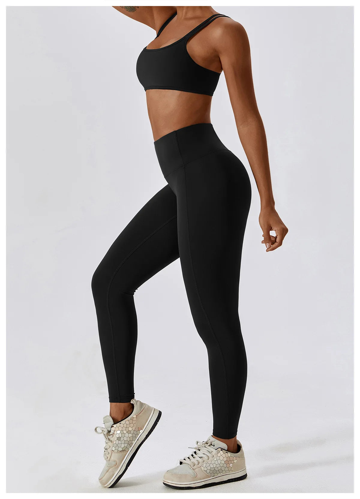 Athletic Wear High Waist Leggings And Top Two Piece Set Seamless Gym