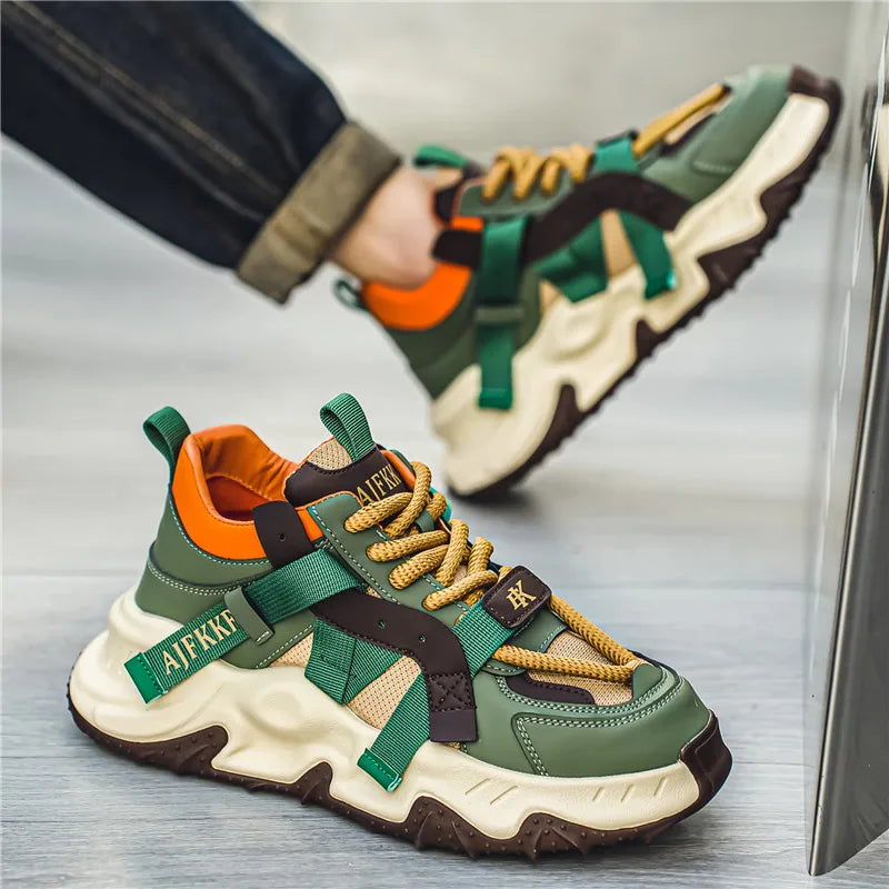 Trend Green Men's Thick Bottom Casual Sneakers Designer High Top Trainers Men Fashion Platform Shoes Breathable Chunky Sneakers